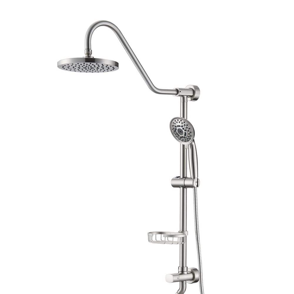 Flynama 5 Spray Patterns 8 in. Rain Wall Mount Dual Shower Heads with Handheld Shower System in
