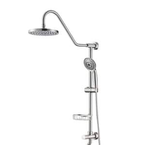 5 -Spray Patterns 8 in. Rain Wall Mount Dual Shower Heads with Handheld Shower System in Brushed Nickel