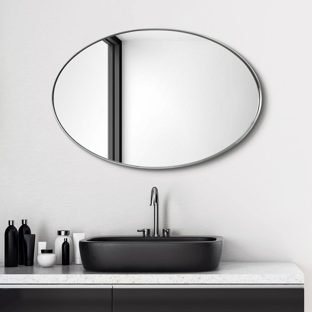 Brushed Silver 36" x 24" Rectangular Wall Mirror