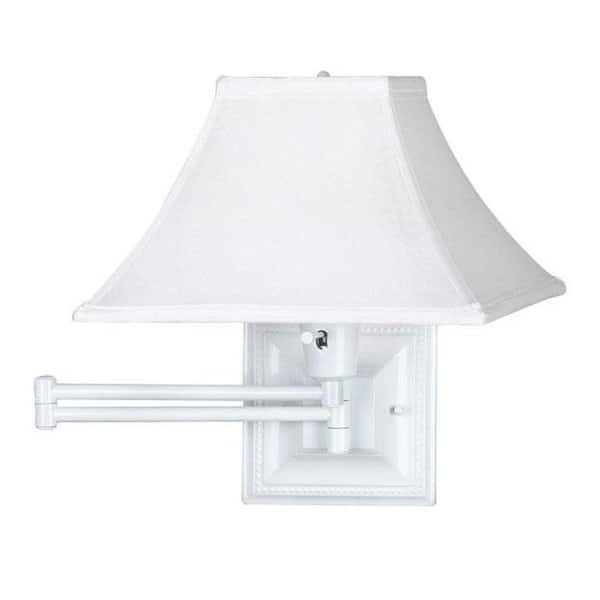 Home Decorators Collection Kingston 1-Light White Swing-Arm Pin-Up Lamp