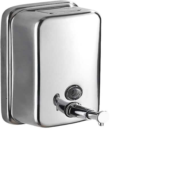 Chrome Soap Dispenser Lotion Dispenser Wall Mount Stainless Steel 500ml Rust-Proof Lining for Bathroom