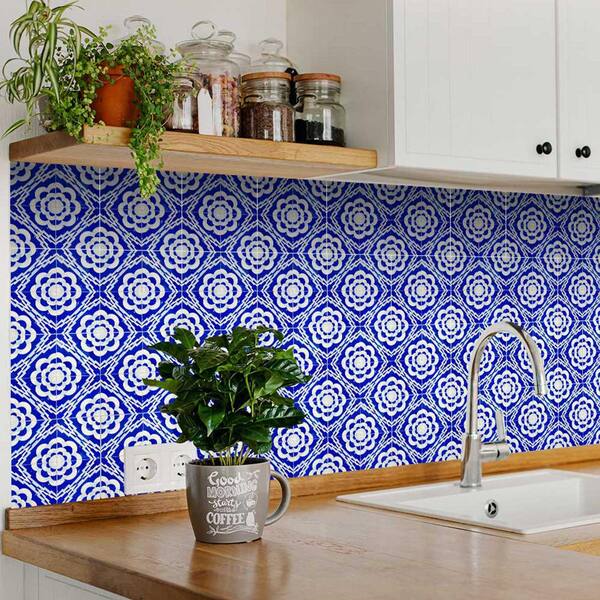 Talavera Wall Stickers By Mi Alma 24pcs Peel & Stick Stencils Ideal For Bathroom & Kitchen Tile Decals (7x7 Inch