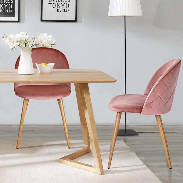 Homy Casa Zomba Rose Velvet Upholstered Side Dining Chair (Set of 2)