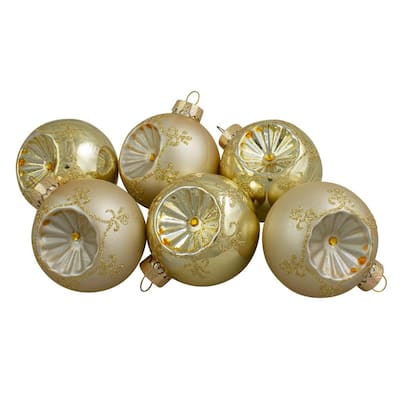 12 Pack Lime Green Copper and Gold Assorted Ball Ornament 