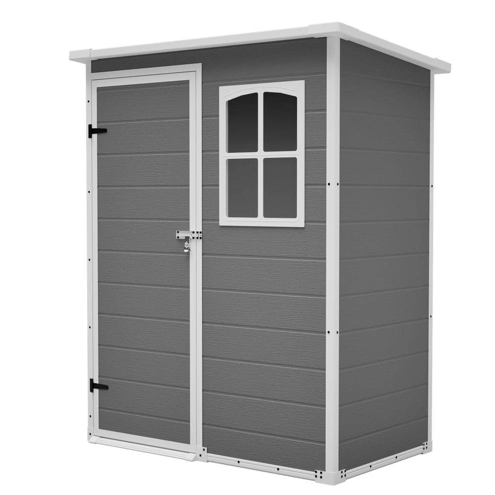 5 x 3 ft Gray Waterproof Lockable  Resin Outdoor Storage Shed with Floor price history on PriceWatchPro