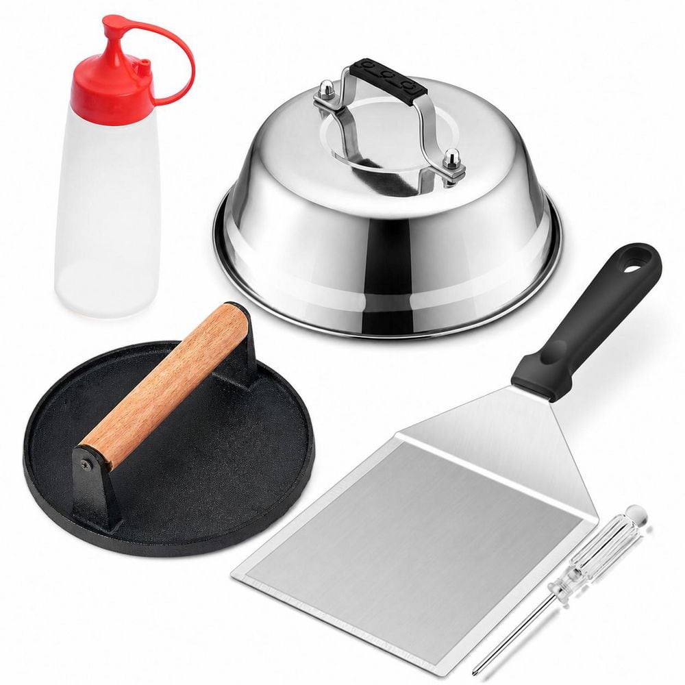 5 Piece Stainless Steel Grill Spatula Kit Black Finish, Includes Melting Dome, Basting Cover, Cast Iron Press price history on PriceWatchPro