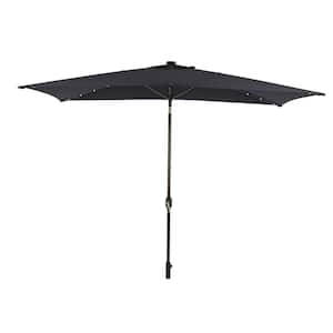 Outdoor 10 ft. x 6.5 ft. Market Solar Tilt Patio Umbrella in Black