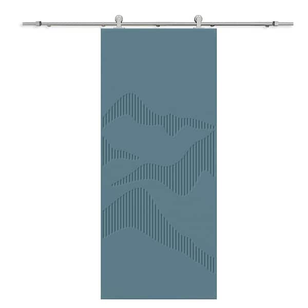 CALHOME 36 in. x 80 in. Dignity Blue Painted Composite MDF Paneled Interior Sliding Barn Door with Hardware Kit