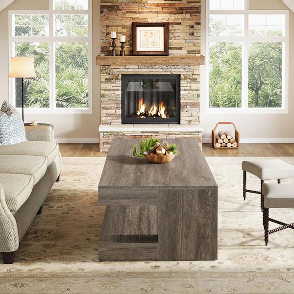 TRIBESIGNS WAY TO ORIGIN Inaayah 47.24 in. Gray Rectangle Wood