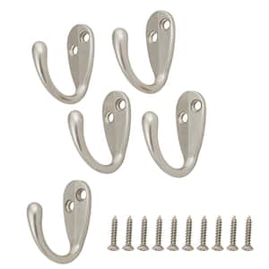 J-Hook Robe/Towel Hook Light Duty Single Hook in Satin Nickel (5-Pack)