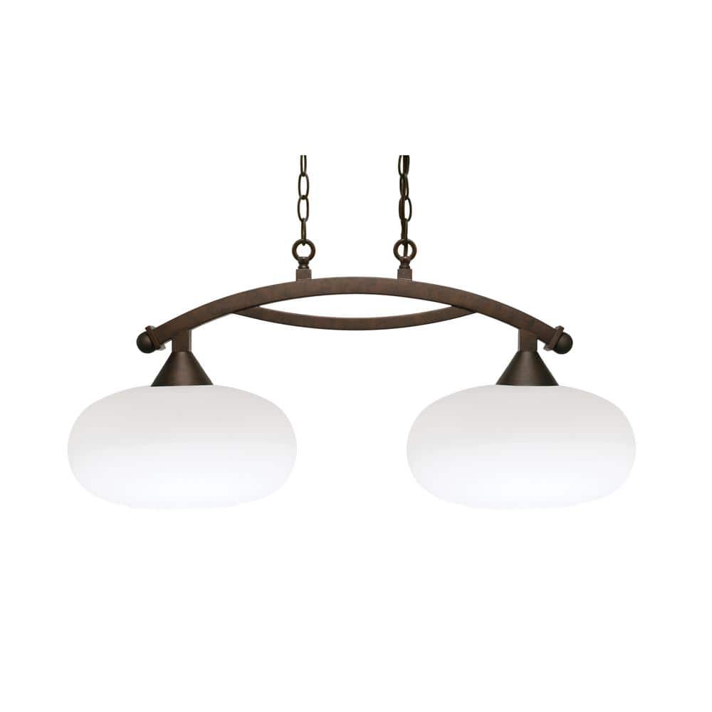 Bridgewater 2 Light Bronze Linear Chandelier, Any Room with 13 in. White Mu