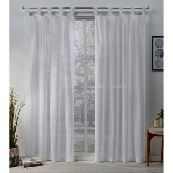 EXCLUSIVE HOME Winter White Linen Tab Top Sheer Curtain - 50 in. W x 84 in. L (Set of 2)