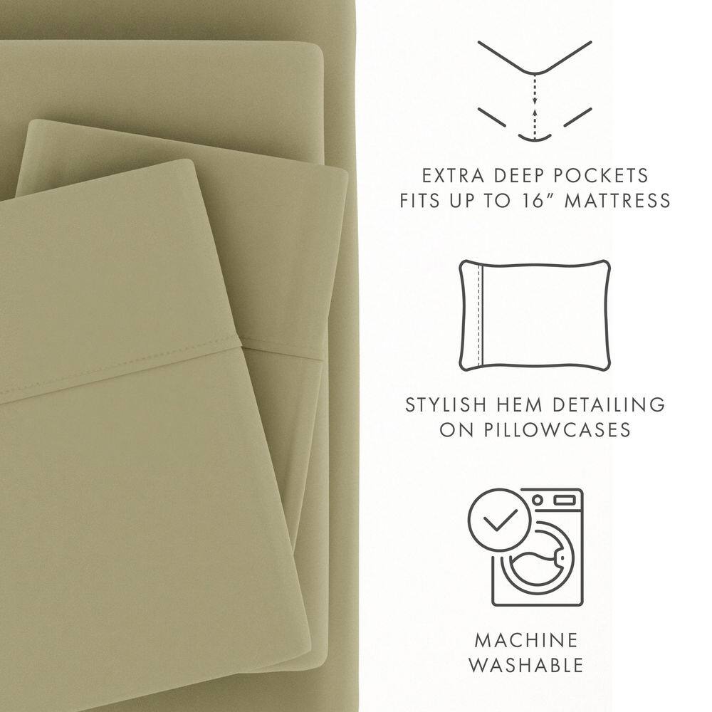 Sage Twin Microfiber 3-Piece Solid Sheet Set