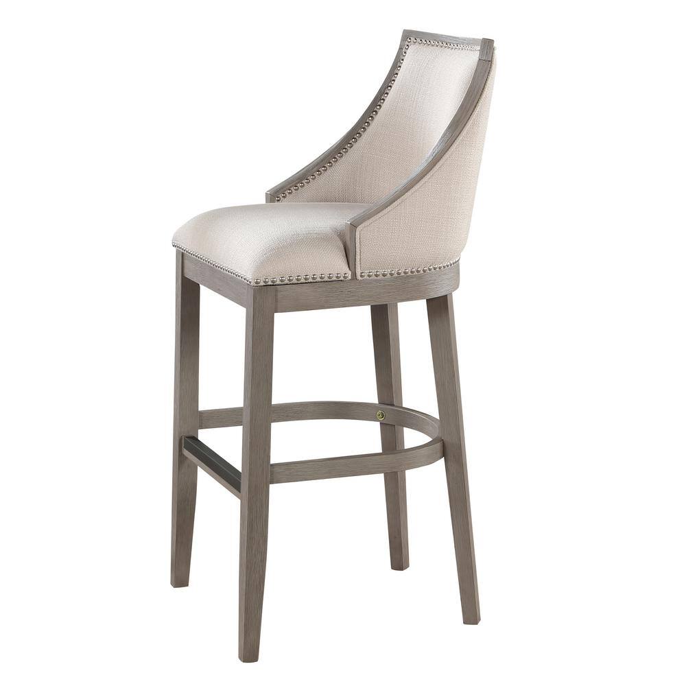 Elegant Driftwood Gray Solid Wood Transitional Bar Stool