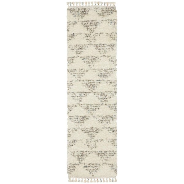 2 X 8 Ivory, Gray, Teal Geometric Washable Area Rug Runner Rug