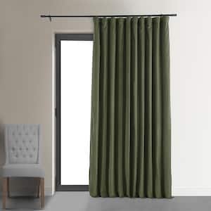 Signature Hunter Green 100 in. W x 108 in. L (1 Panel) Extra Wide Rod Pocket Velvet Blackout Curtain