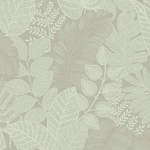 Graham & Brown Superfresco Easy Scattered Leaves Botanical Sage Green Wallpaper Sample
