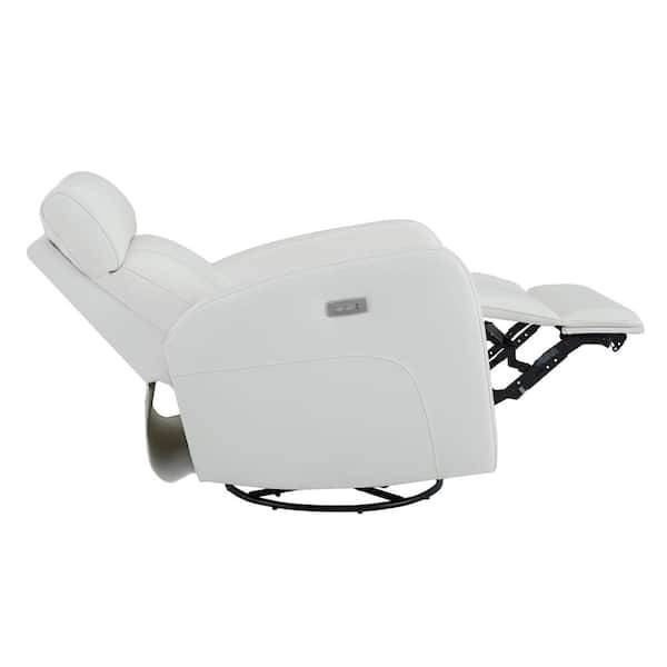 Spruce & Spring Monroe White Genuine Leather Power Swivel Glider