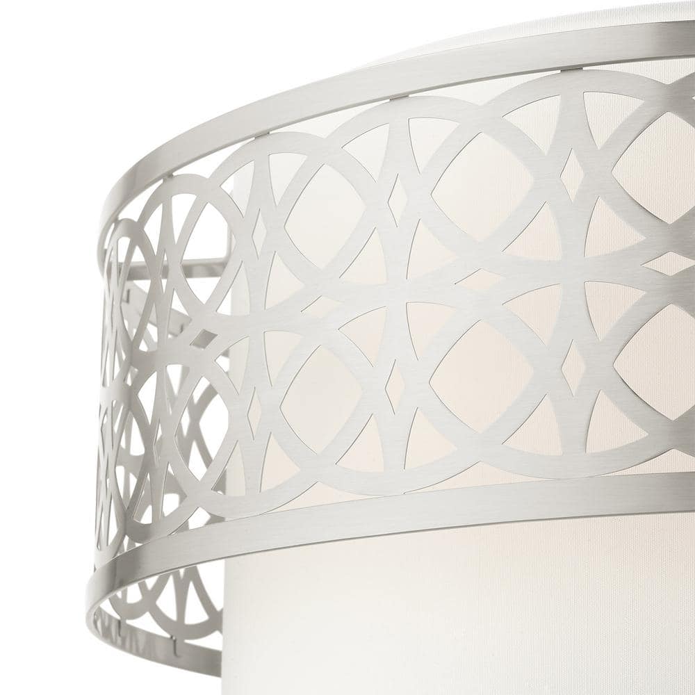 Nickel Drum Pendant Light with Latticework Shade