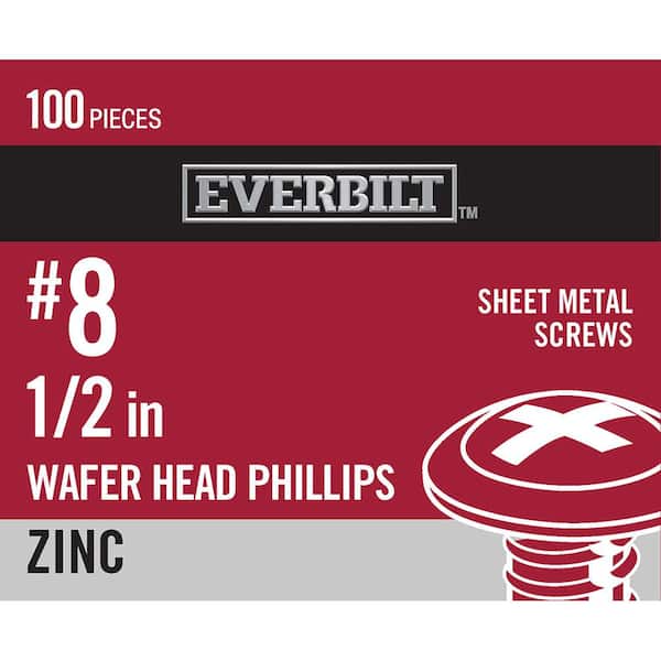 Everbilt #8 x 1/2 in. Phillips Modified Truss Head Zinc Plated Sheet Metal Screw (100-Pack)