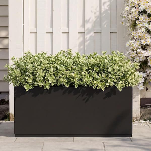 TUYOHW 16 in. Black Metal Rectangular Planter Box-Outdoor Garden Flower  Container RW-WXX-HP-142