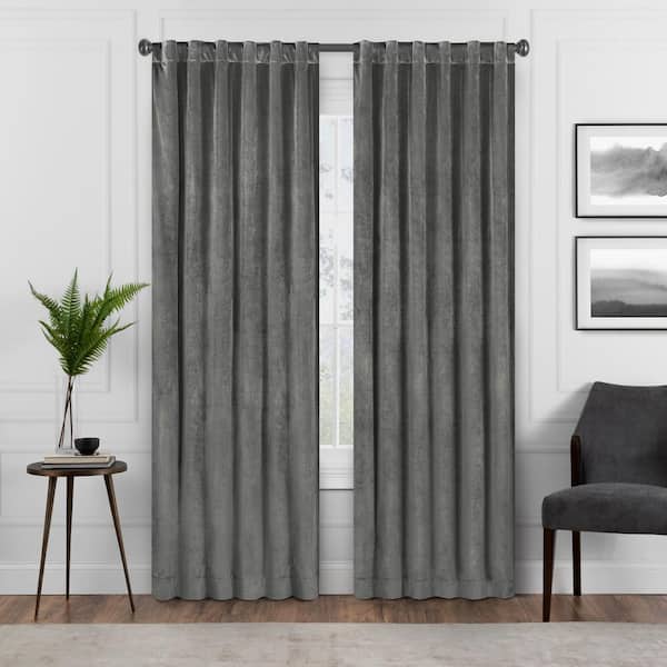 Harper Thermalayer Charcoal Polyester Solid 50 in. W x 108 in. L Lined Noise Cancelling Rod Pocket Blackout Curtain