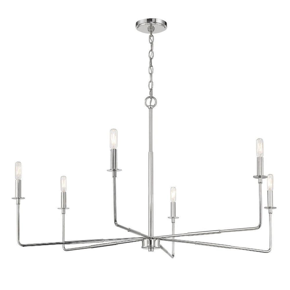 Salerno Polished Nickel 6-Light Rustic Charm Chandelier
