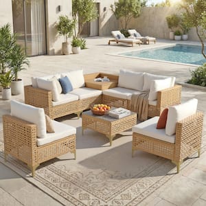 JUSKYS 8-Pieces Wicker Outdoor Patio Conversation Furniture Set