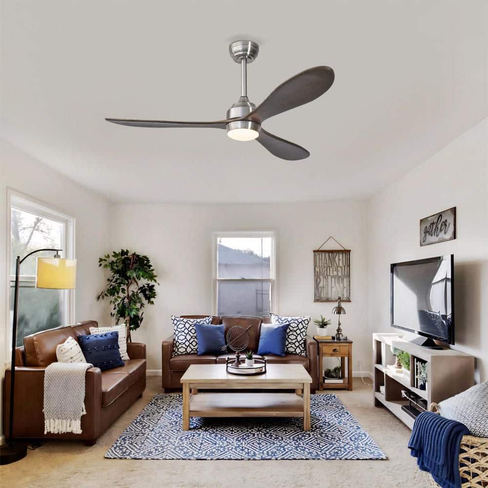 52 in Nickel Ceiling Fan with Light Remote Control Quiet DC Motor 6 Speed Reversible for Living Room Bedroom Office Wing price history on PriceWatchPro