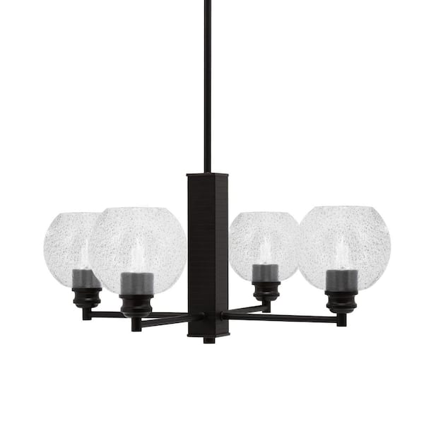 Unbranded Albany 24 in. 4 Light Espresso Chandelier with Smoke Bubble Glass Shades