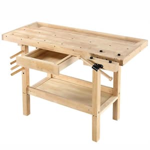 50 in. x 20 in. Hardwood Workbench with Built-In Wooden Vise and 330 lbs. Weight Capacity