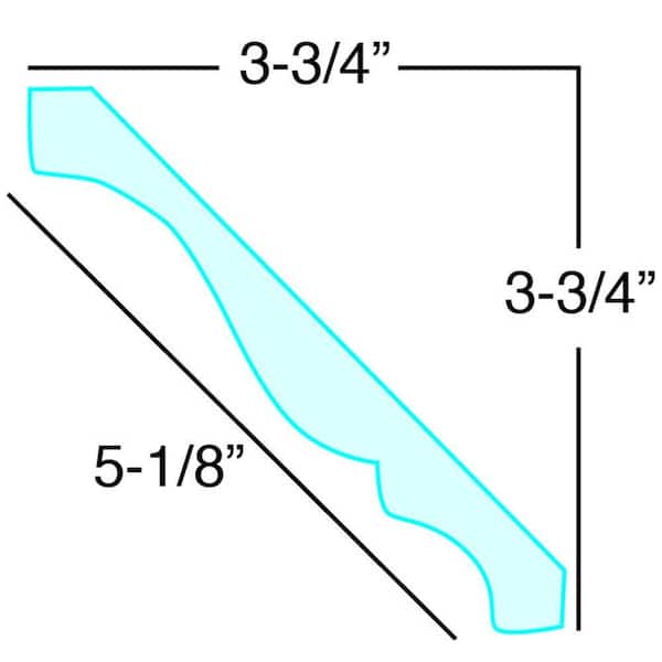 American Pro Decor WM 45 3-3/4 in. x 3-3/4 in. x 96 in. Plain Recycled Polystyrene Crown Moulding Pro Pack 32 LF (4-Pack)