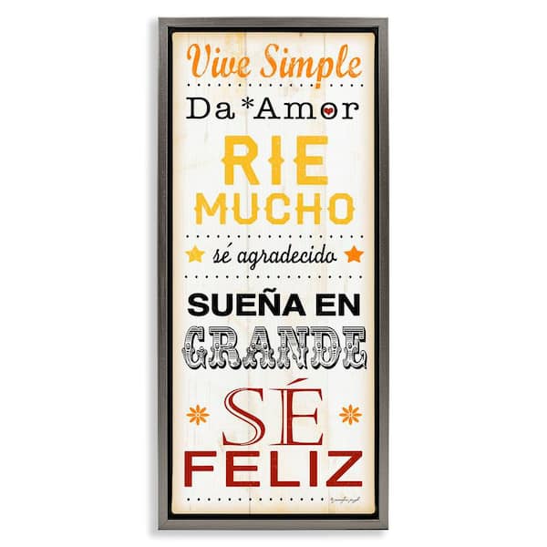 Stupell Industries Live and Laugh Motivational by Jennifer Pugh Gray Floater Frame Typography Graphic Art Print 25 in. x 11 in.