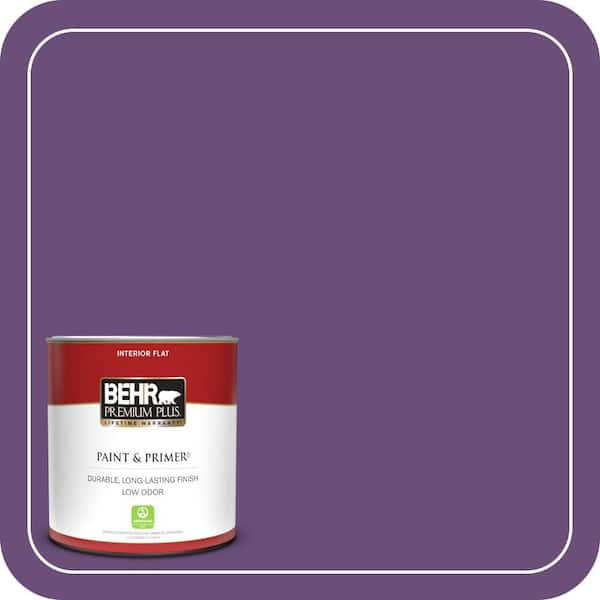 BEHR PREMIUM PLUS 1 qt. #660B-7 Exotic Purple Flat Low Odor Interior Paint & Primer