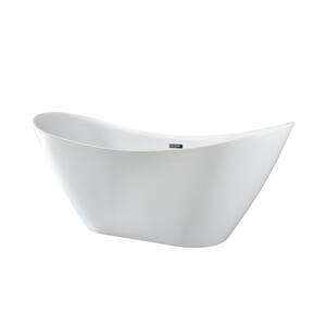 67 in. Acrylic Double Slipper Flatbottom Non-Whirlpool Bathtub in White