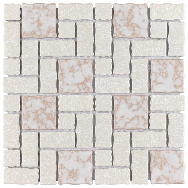 Merola Tile Academy Bone 11-3/4 in. x 11-3/4 in. Porcelain Mosaic Tile (9.8 sq. ft./Case)