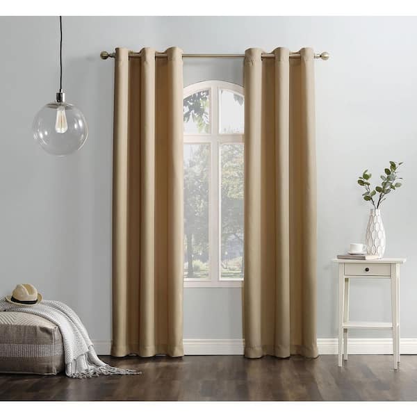 Unbranded Taupe Solid Grommet Room Darkening Curtain - 48 in. W x 63 in. L