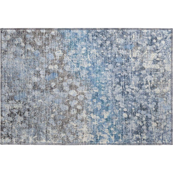 Mayfield Premium Machine Washable Abstract AMF2113 Blue 2 ft. x 3 ft. Accent Rug