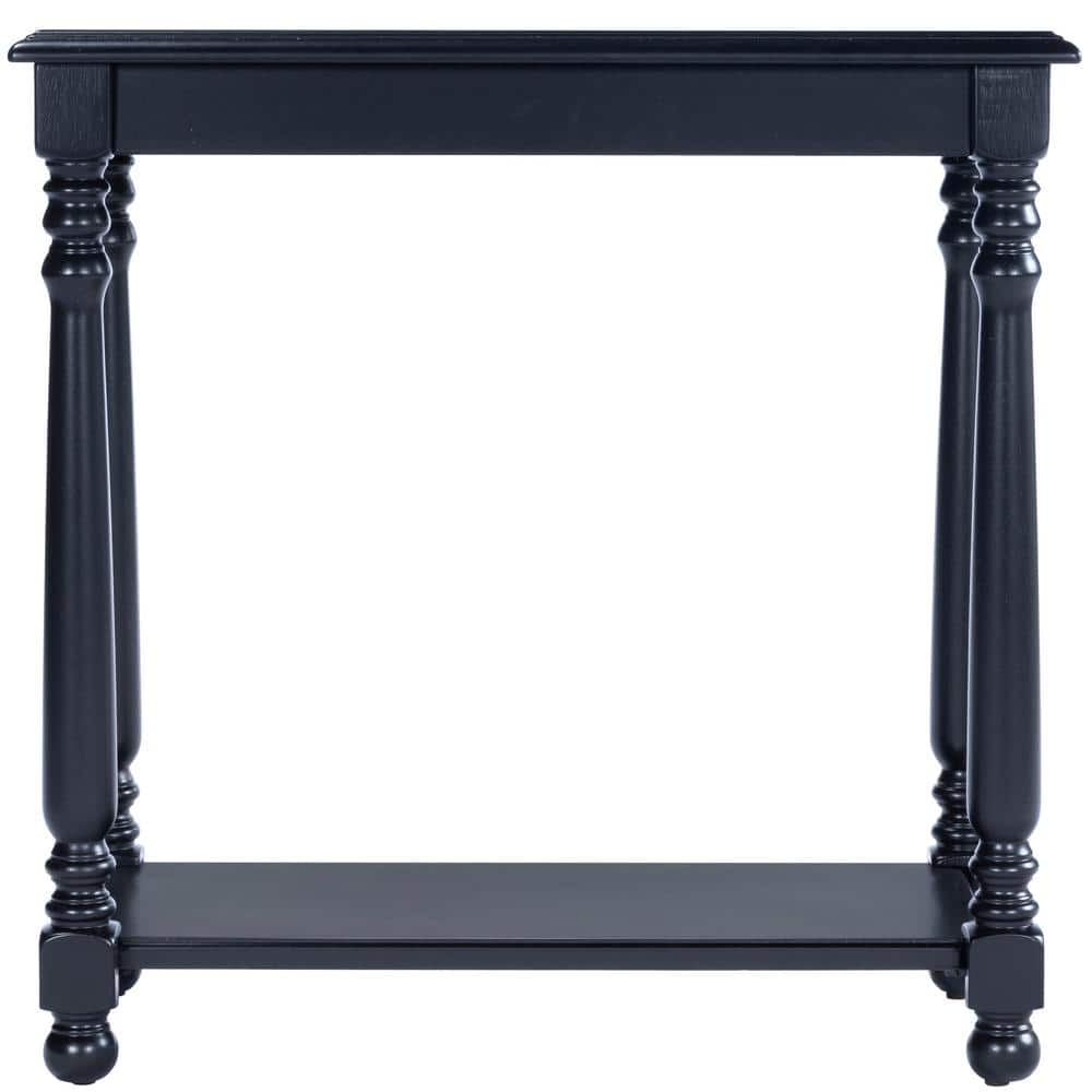 Devane Black Licorice Chairside Table with Pullout Shelf