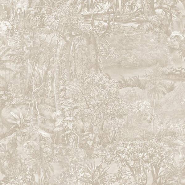 Tempaper Jungle Toile Countryside Grey Removable Peel and Stick Vinyl