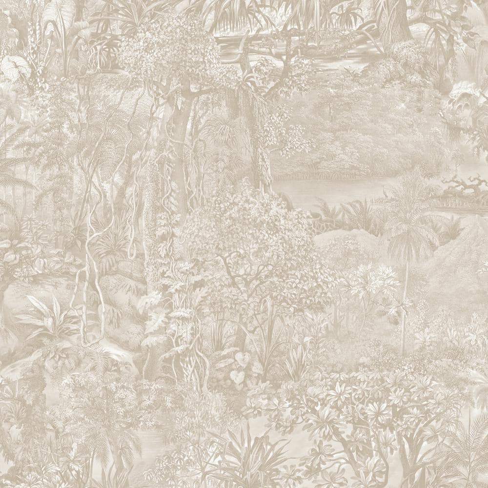 Countryside Grey Jungle Toile Vinyl Peel and Stick Wallpaper Roll (Covers 2