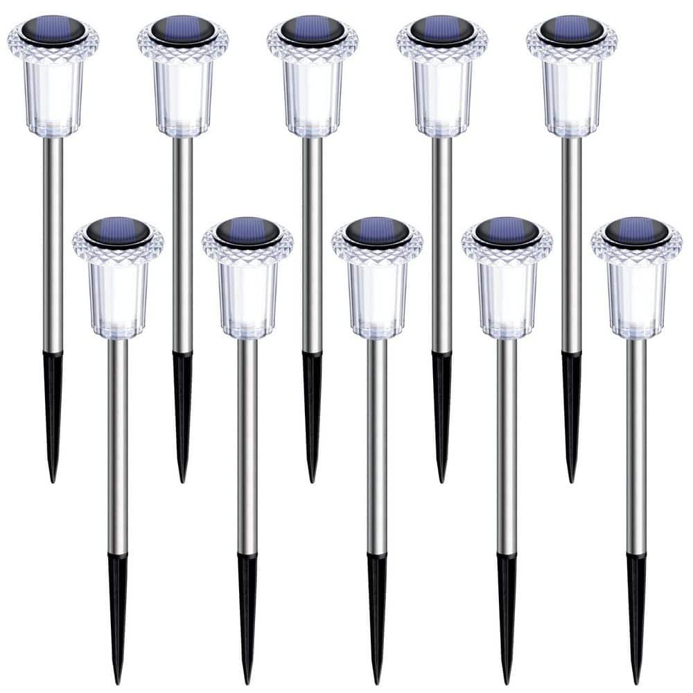 10 Pack Solar Outdoor Pathway Yard Garden Driveway Lights Waterproof 6000K Cold White LED Stainless Steel Stake price history on PriceWatchPro