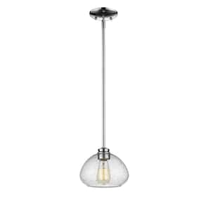 Amon 1-Light Chrome Shaded Mini Pendant Light with Clear Seedy Glass Shade with No Bulb Included