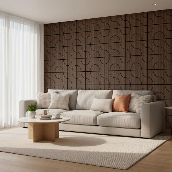 Walnut 0.7 in. x 1.97 ft. x 1.97 ft. Geometric Acoustic Decorative Wall Paneling (4 Piece/15.5 sq. ft. )