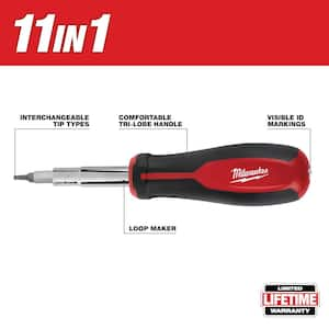 11-in-1 Multi-Tip Combination Screwdriver with Square Drive Bits