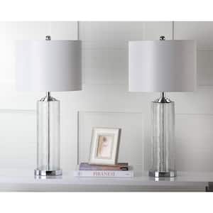 Grant 29 in. Clear Textured Table Lamp with White Shade (Set of 2)