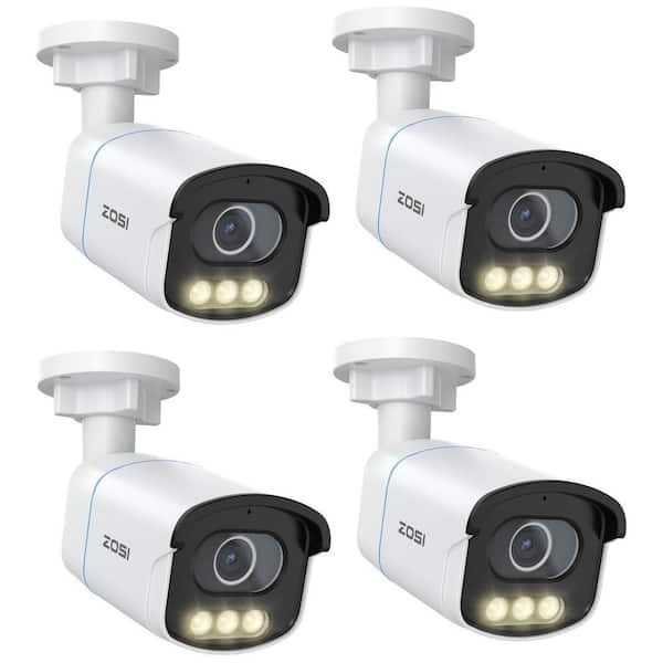 C186 5MP 3K POE Outdoor Hardwired Home Security Camera, Aurora Lux Color Night Vision 4-Pack