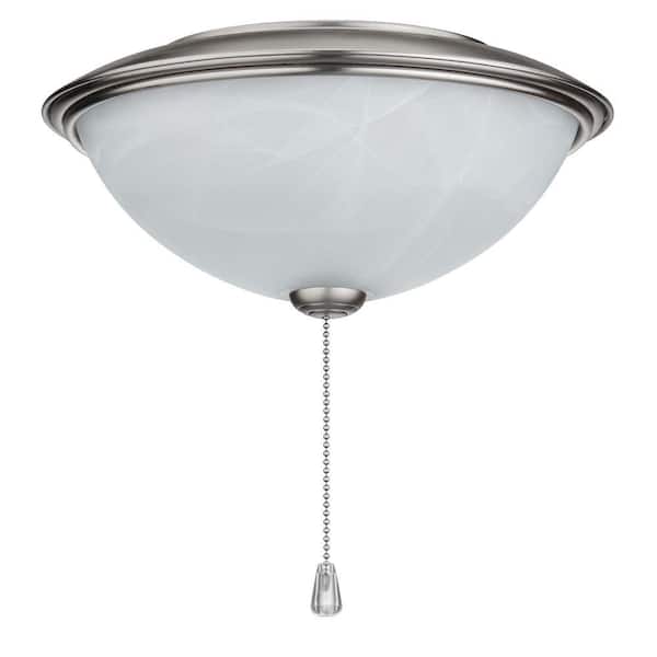 Broan-NuTone Alabaster Glass Contemporary Bowl Ceiling Fan Light Kit with Brushed Steel Trim