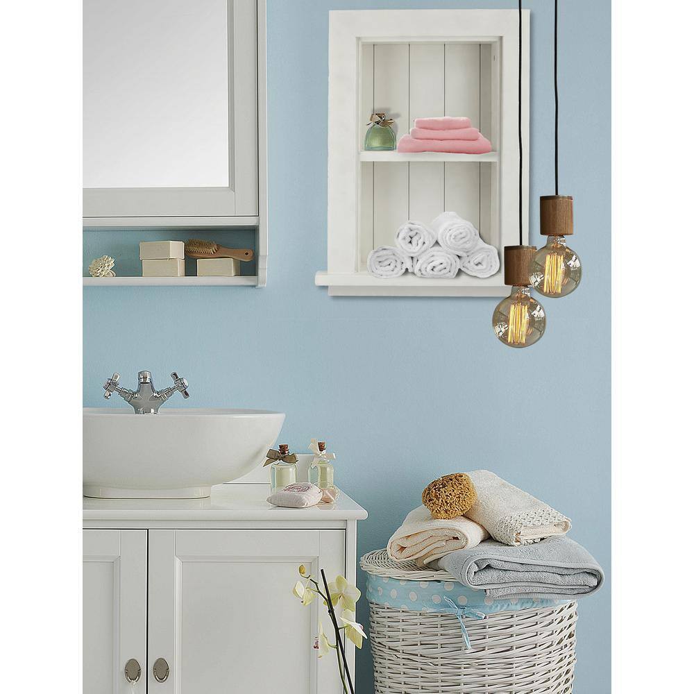 AdirHome White Hardwood Recessed Wall Cabinet with Shelf
