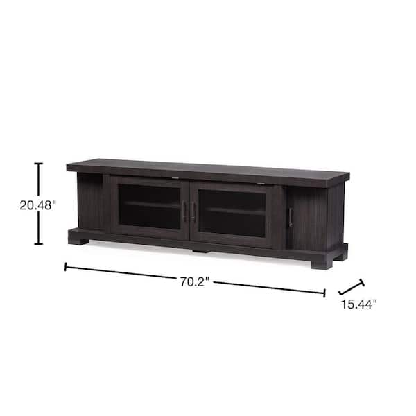 Baxton Studio Viveka 70 in. Dark Brown Wood TV Stand Fits TVs Up